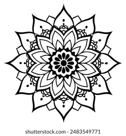  Floral Lace Pattern with Intricate Motifs in Line Art