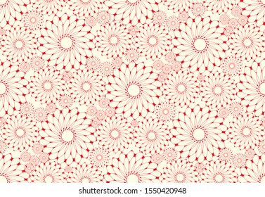 floral lace seamless pattern in ivory red shades