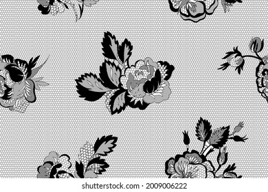 floral lace seamless pattern, vector