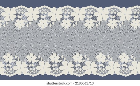 Floral lace trim  with scallops on both sides.