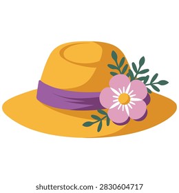 Floral ladies hat isolated vector illustration