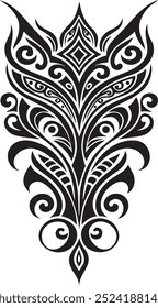 Floral Laser cut element for stencil, designer pattern ornamental divider, Engraving cnc decal, png isolated overlay, Tattoo vector