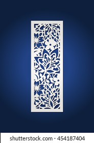 Floral corte a laser monograma letra inicial i com padrão de mola. Cut out padrão botânico alfabeto. Painel de corte a laser decorativo com ornamento botânico de flores. Para máquinas de corte. Marcador de filigrana.