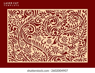 Floral lasercut template design for wedding invitation die cut
