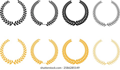 Floral Laurel Wreath Pack, Hand Sketched Botanical Frames for Monograms, Invitations and Wall Art
