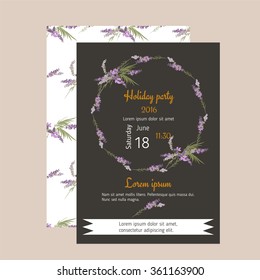 Floral lavender retro vintage background, vector illustration