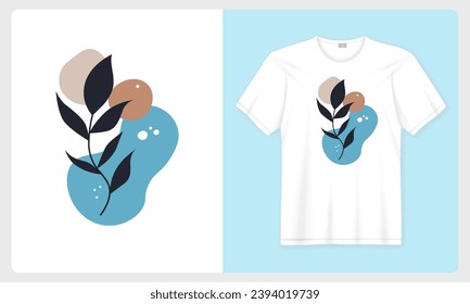 Floral leaf based printed white t shirt design 