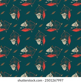 Floral leaf bunch vector seamless pattern background wrapping paper cover wallpaper clothing textle, colorful multi colored pattern with floral embelishment and leaves for notebook covers, clothes 