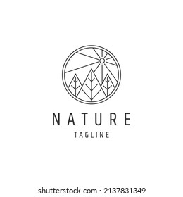 Floral leaf line logo icon design template