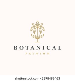 Floral Leaf Logo Design . Floral Icon Line Art Vector