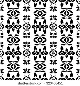 Floral and leaf nature pattern. Striped hand painted vector seamless pattern with ethnic and tribal motifs, zigzag lines, brushstrokes and splatters of paint in multiple bright colors. Vector 