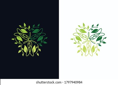 Floral Leaf Ornament Logo design Vector Template