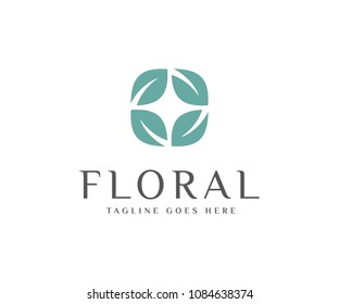 Floral Leaf Ornament Logo Template Vector Icon