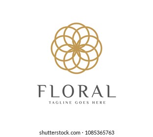 Floral Leaf Ornament Logo Template Vector Icon