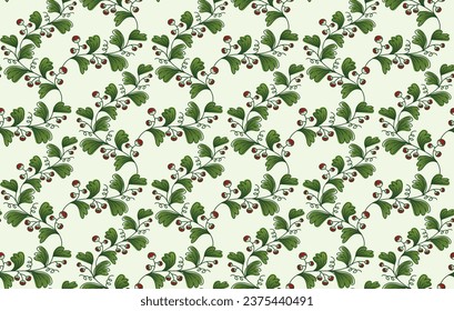  Floral leaf ornament pattern seamless background. Batik design idea.