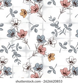 Patrón floral y de hojas en todo el diseño