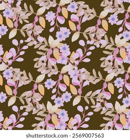 Floral and leaf pattern for textile graphic designs