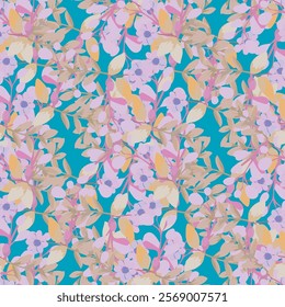 Floral and leaf pattern for textile graphic designs