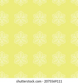 Patrones de hojas florales de color blanco sobre fondo amarillo, vectorial, para textiles, tela, decorativo, cubierta de cuaderno, envoltura de regalo, superpuesto