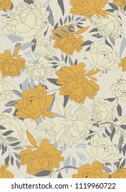 floral and leaf seamless pattern