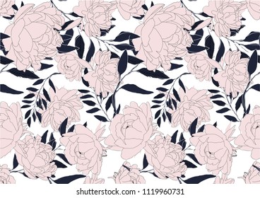 floral and leaf seamless pattern