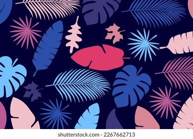 floral and leaf seamless pattern background