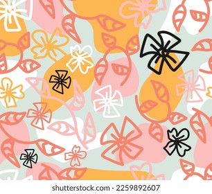 floral and leaf seamless pattern design for backgrounds, templates, layouts, fabric materials