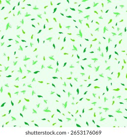 DISEÑO DE PATRÓN SIN FISURAS DE HOJAS FLORALES COLOR PASTEL PLANO VERDE DIBUJADO A MANO FORMAS DE GARABATOS PLANTILLA FONDO ABSTRACTAS VECTOR DE DISEÑO DE MODA