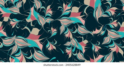 Floral leaf seamless pattern modern. Trendy fabric prints. Vector illustration