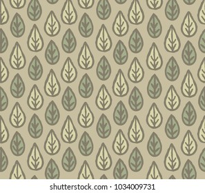 Floral leaf seamless pattern. Ornamental leaves motives of the paintings of ancient fabric patterns.