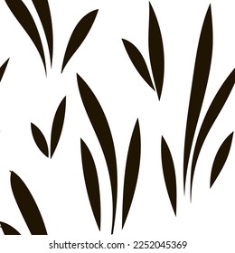 Floral leaf seamless pattern. Spring grass leaves vector background, flower herb textile print, bamboo grass  brunches