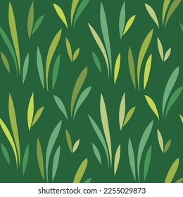 Floral leaf seamless pattern. Spring grass leaves vector background, flower herb textile print, bamboo grass brunches