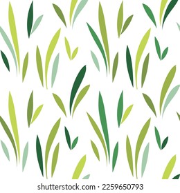 Floral leaf seamless pattern. Spring grass leaves vector background, flower herb textile print, bamboo grass brunches
