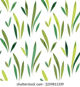 Floral leaf seamless pattern. Spring grass leaves vector background, flower herb textile print, bamboo grass brunches