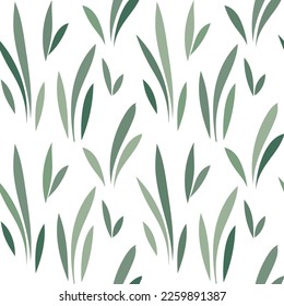 Floral leaf seamless pattern. Spring grass leaves vector background, flower herb textile print, bamboo grass brunches