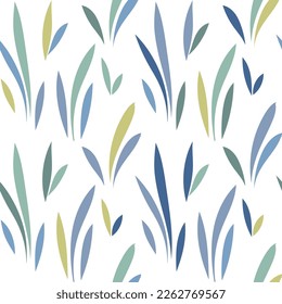 Floral leaf seamless pattern. Spring grass leaves vector background, flower herb textile print, bamboo grass brunches