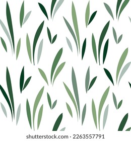 Floral leaf seamless pattern. Spring grass leaves vector background, flower herb textile print, bamboo grass brunches