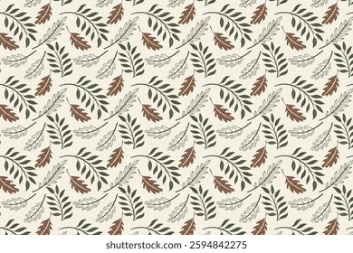 Floral and Leaf Seamless Pattern Vector Art