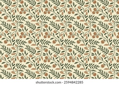 Floral and Leaf Seamless Pattern Vector Art