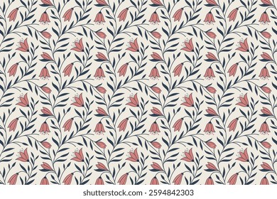 Floral and Leaf Seamless Pattern Vector Art