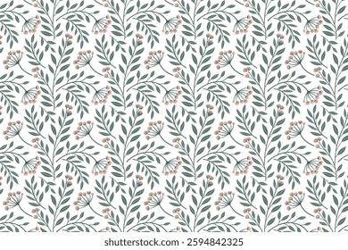 Floral and Leaf Seamless Pattern Vector Art