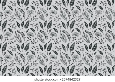 Floral and Leaf Seamless Pattern Vector Art