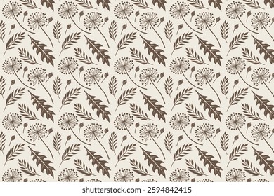 Floral and Leaf Seamless Pattern Vector Art