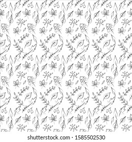 Floral and leaf vector, black and white patterns for wedding or greeting cards, scrapbooking, printing, gift wrapping, fabric production, textiles