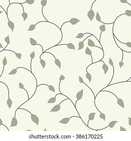 Floral leaf vector pattern. Seamless doodle texture with flowers. Use as desktop wallpaper or surface textures, web page background, textile and other.