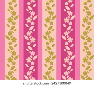 Floral Leaf Vines Stripe Pattern Design