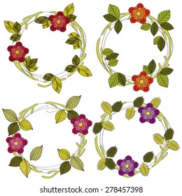 Floral leaf wreath vector illustration