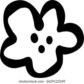 Floral Leafs In Black Ink Style