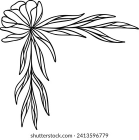 Floral Leafy Border | Botanical Corner Frame | Decorative Plant Element