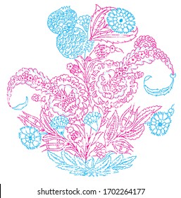 floral leafy vectorel pattern drawing.eps